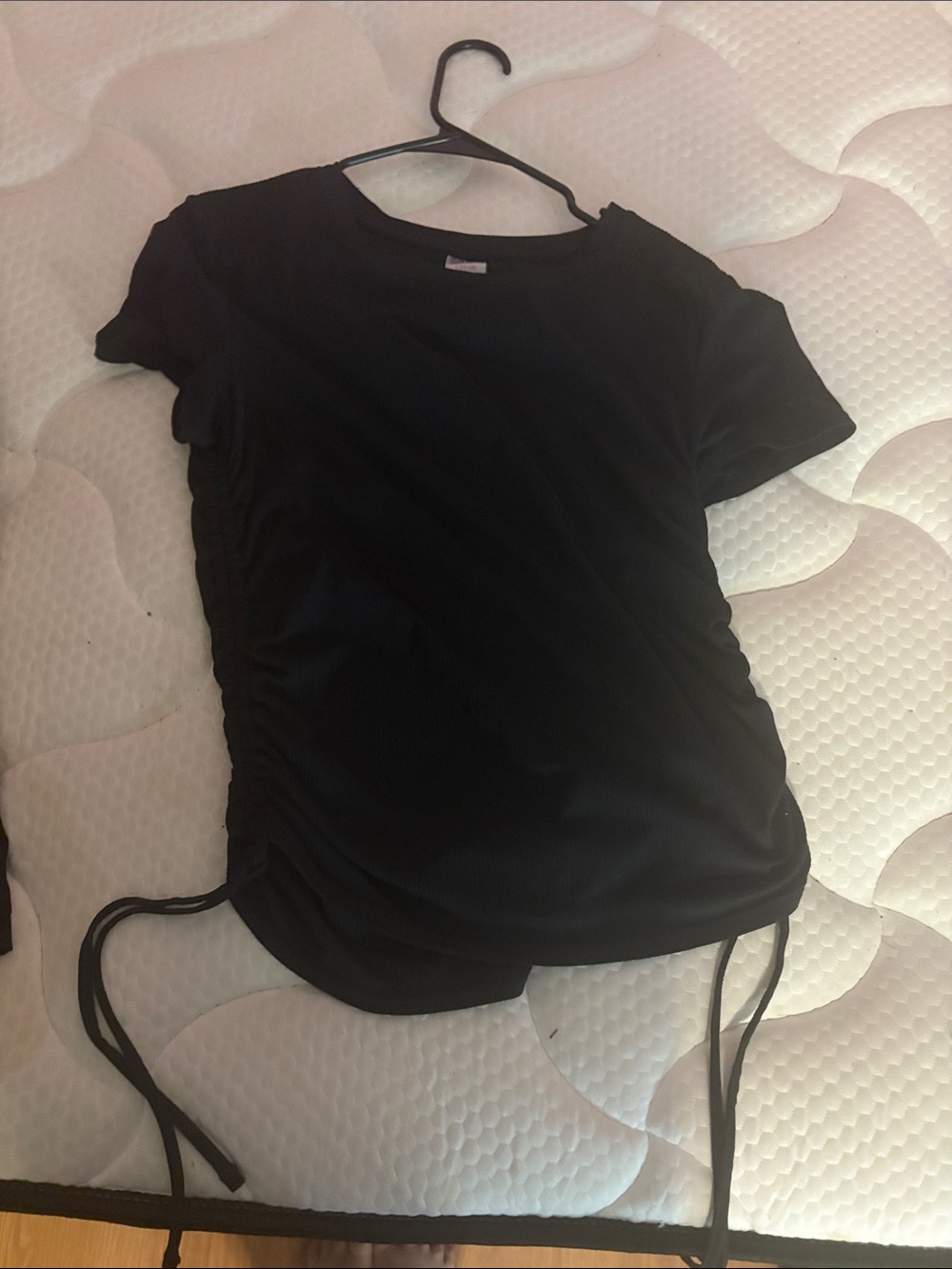 No Boundaries Black Ruched Short Sleeve Crop Top